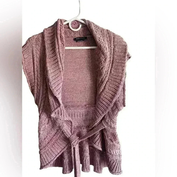 BCBG MaxAzria Chunky Cable Knit Cardigan with Belt Size Large - Picture 2 of 11